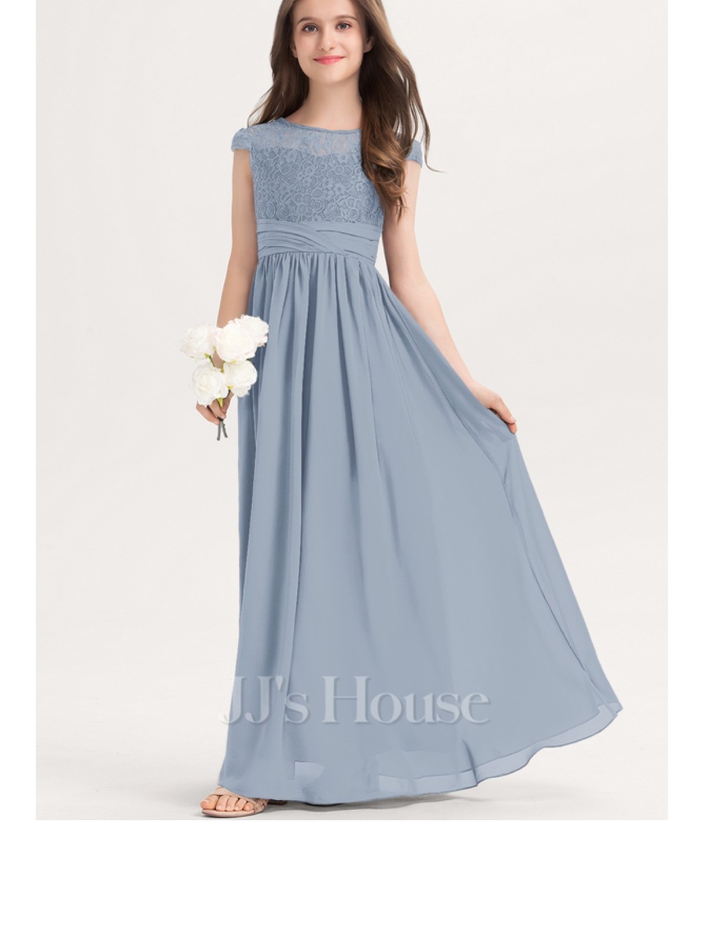 JJs House Girls' Dusty Blue Samira Maxi Gown
